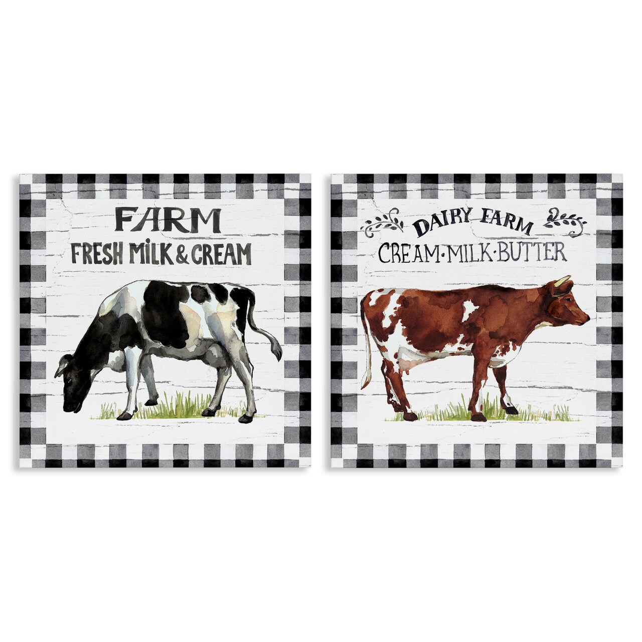 Stupell Industries Spring Farm Dairy Cows 2 pc Canvas Wall Art Set Design by Elena Vladykina